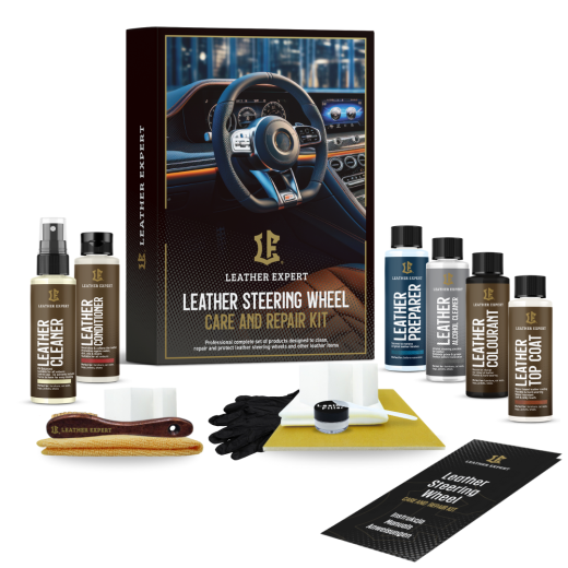 Set for renovation and maintenance of the steering wheel Leather Expert - Leather Steering Wheel Care and Repair Kit - Black Matte